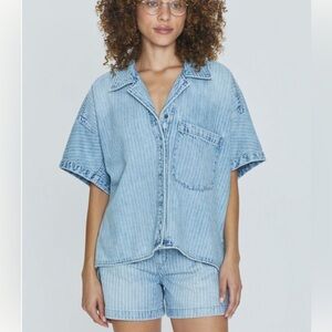 Pistola Denim Della Camp Shirt Canopy Stripe Top (M)